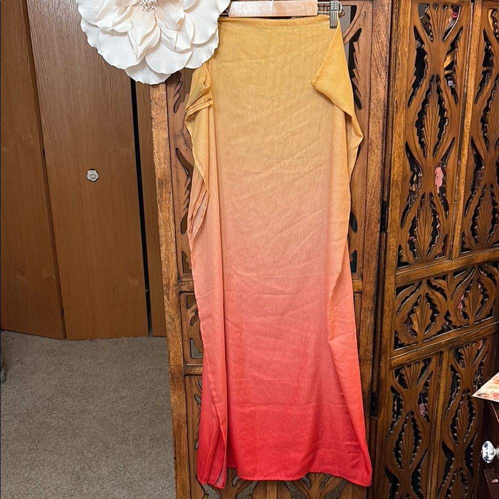 Yellow to Red Ombre Maxi Scarf/Wrap